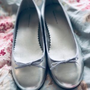 Banana Republic metallic silver ballet flats.